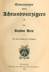 Cover of Erinnerungen eines Achtundvierzigers