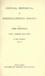 Cover of Critical, Historical, and Miscellaneous Essays; Vol. 4