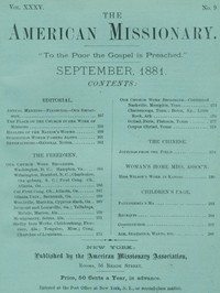 Cover of The American Missionary — Volume 35, No. 9, September, 1881