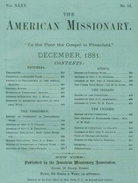 Cover of The American Missionary — Volume 35, No. 12, December, 1881
