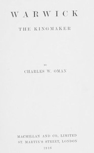 Cover of Warwick, the Kingmaker