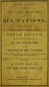 Cover of David Cusick's Sketches of Ancient History of the Six Nations