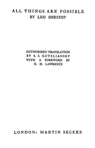 Cover of All Things are Possible