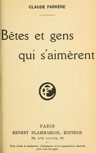 Cover of Bêtes et gens qui s'aimèrent