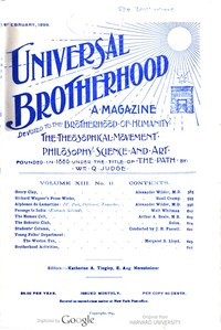 Cover of Universal Brotherhood, Volume XIII, No. 11, February 1899