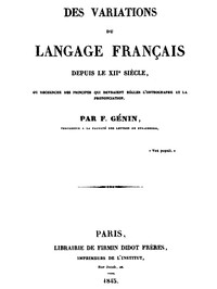Cover of Des variations du langage français depuis le XIIe siècle