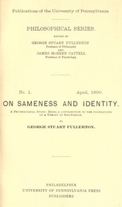 Cover of On Sameness and Identity: A Psychological Study