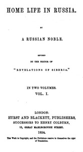 Cover of Home Life in Russia, Volumes 1 and 2