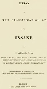 Cover of Essay on the Classification of the Insane