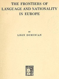 Cover of The Frontiers of Language and Nationality in Europe
