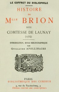 Cover of Histoire de Mlle Brion dite Comtesse de Launay (1754)