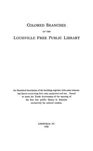 Cover of Colored Branches of the Louisville Free Public Library