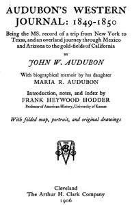 Cover of Audubon's western journal: 1849-1850