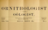 Cover of The Ornithologist and Oölogist. Vol. VIII No. 3, March 1883