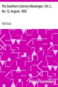 Cover of The Southern Literary Messenger, Vol. I., No. 12, August, 1835