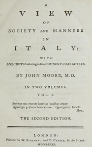 Cover of A View of Society and Manners in Italy, Volume 1 (of 2)