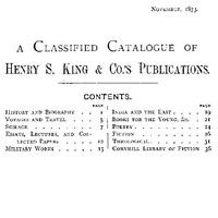 Cover of A Classified Catalogue of Henry S. King & Co.'s Publications, November, 1873