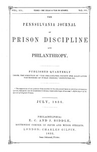 Cover of The Pennsylvania Journal of Prison Discipline and Philanthropy (Vol. VII, No. III, July 1852)