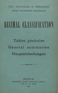Cover of Decimal Classification. Tables générales