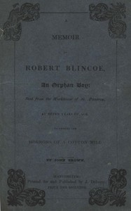 Cover of A Memoir of Robert Blincoe, an Orphan Boy
