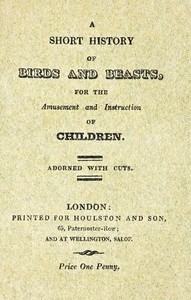 Cover of A Short History of Birds & Beasts, for the Amusement and Instruction of Children