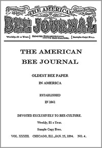 Cover of The American Bee Journal, Volume XXXIII, No. 4, January 25, 1894