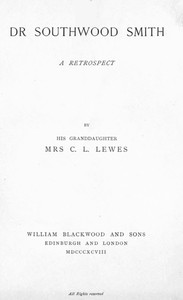 Cover of Dr. Southwood Smith: A Retrospect