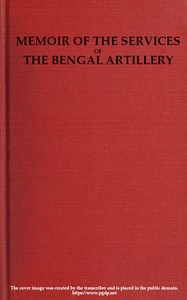 Cover of Memoir of the Services of the Bengal Artillery