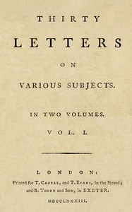 Cover of Thirty Letters on Various Subjects, Vol. 1 (of 2)