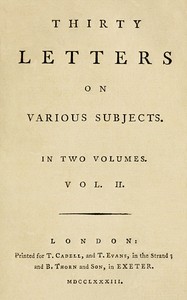 Cover of Thirty Letters on Various Subjects, Vol. 2 (of 2)