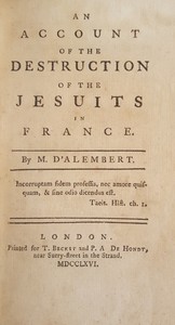 Cover of An Account of the Destruction of the Jesuits in France