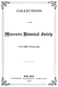 Cover of Collections of the Minnesota Historical Society for the Year 1867