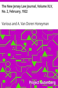 Cover of The New Jersey Law Journal, Volume XLV, No. 2, February, 1922