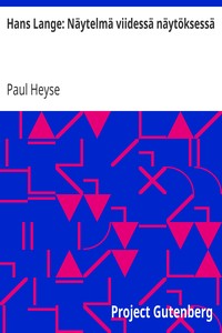 Cover of Hans Lange: Näytelmä viidessä näytöksessä