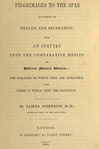 Cover of Pilgrimages to the Spas in Pursuit of Health and Recreation