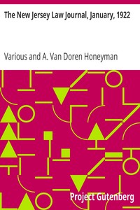 Cover of The New Jersey Law Journal, January, 1922