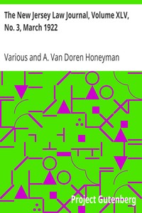 Cover of The New Jersey Law Journal, Volume XLV, No. 3, March 1922