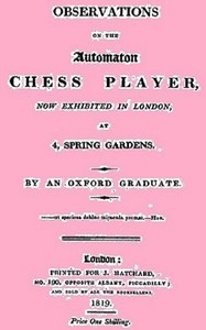 Cover of Observations on the Automaton Chess Player Now Exhibited in London, at 4 Spring Gardens