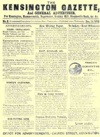 Cover of The Kensington Gazette, No. 2, December 14, 1853