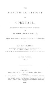 Cover of The Parochial History of Cornwall, Volume 1 (of 4)
