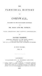 Cover of The Parochial History of Cornwall, Volume 2 (of 4)