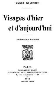 Cover of Visages d'hier et d'aujourd'hui