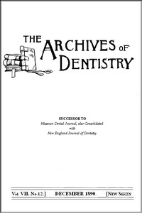 Cover of The Archives of Dentistry, Vol. VII, No. 12, December 1890