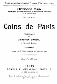 Cover of Coins de Paris