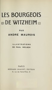 Cover of Les Bourgeois de Witzheim