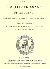 Cover of The Political Songs of England: From the Reign of John to That of Edward II