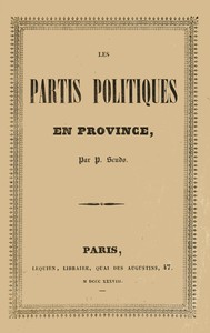 Cover of Les partis politiques en Province