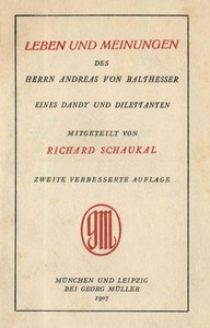 Cover of Leben und Meinungen des Herrn Andreas von Balthesser, eines Dandy und Dilettanten