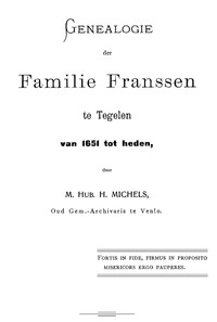 Cover of Genealogie der familie Franssen te Tegelen, van 1651 tot heden