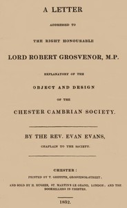 Cover of A letter addressed to the Right Honourable Lord Robert Grosvenor, M.P.